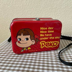 FUJIYA Peko & Poko Tin Metal Box Crossbody Box 6'' x 4'' x 3''